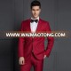 Peaked lapel collar twill fabric mens red suit