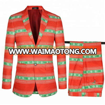 Fashion Custom Printed Christmas Party Suit For Men